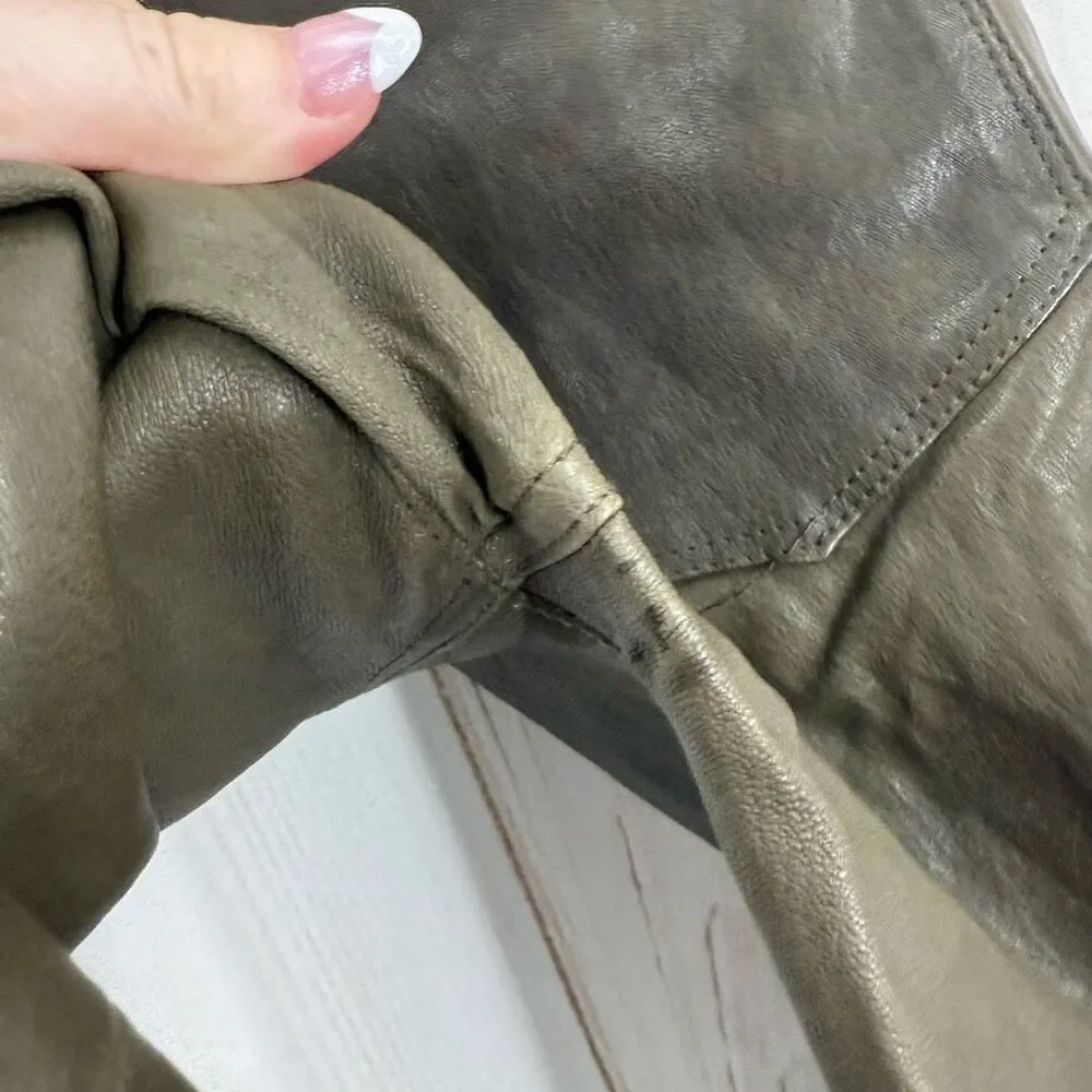 Frame Women’s 26 Green 100% Lamb Leather Pants - Picture 4 of 7